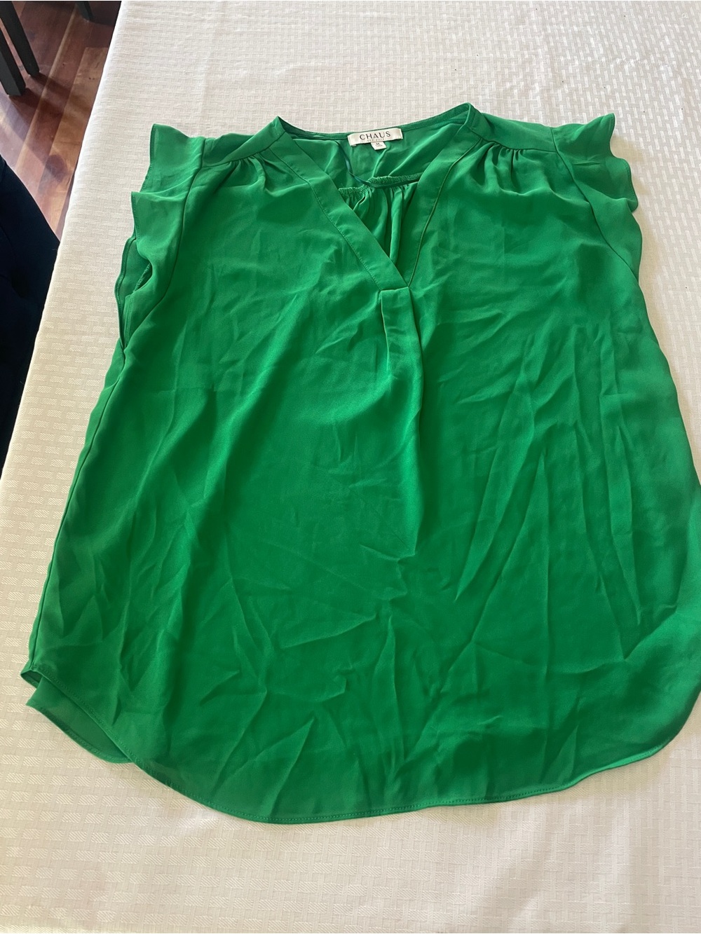 Chaus Green V-Neck Flutter Sleeve Camisole